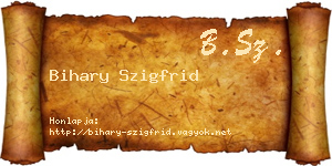 Bihary Szigfrid névjegykártya